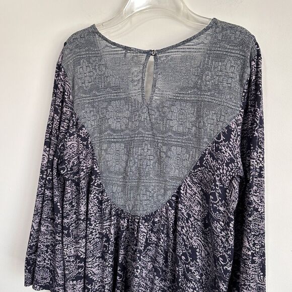 Anthropologie Akemi Kin Top M Marcella Lace Up Scoop Neck Boho Bell Sleeve - Picture 9 of 13